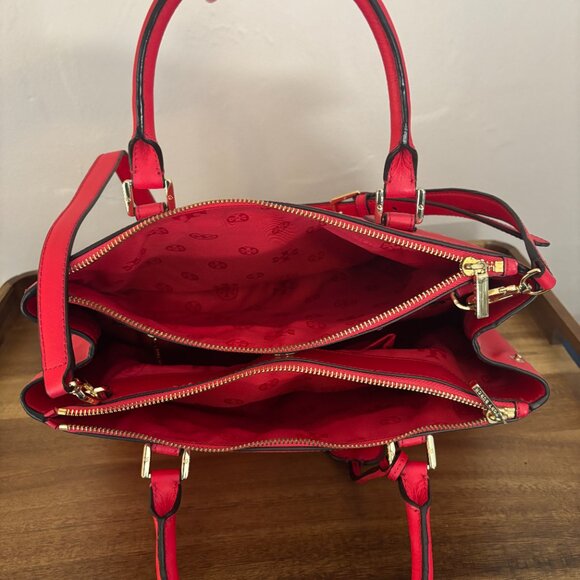 Tory Burch Red Saffiano Robinson Double Zip Leather Tote - Picture 10 of 10